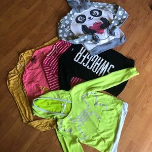 Bundle of girls long sleeve tops, various sizes